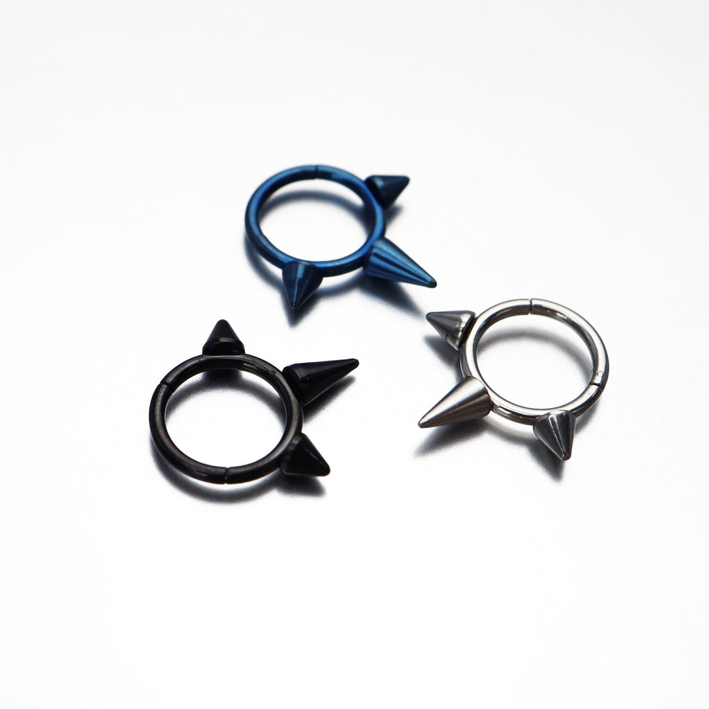 Stainless steel Tapered Spike Hoop - Stainless steel Tapered Spike Hoop - Sliver by CRUXJEWELRY