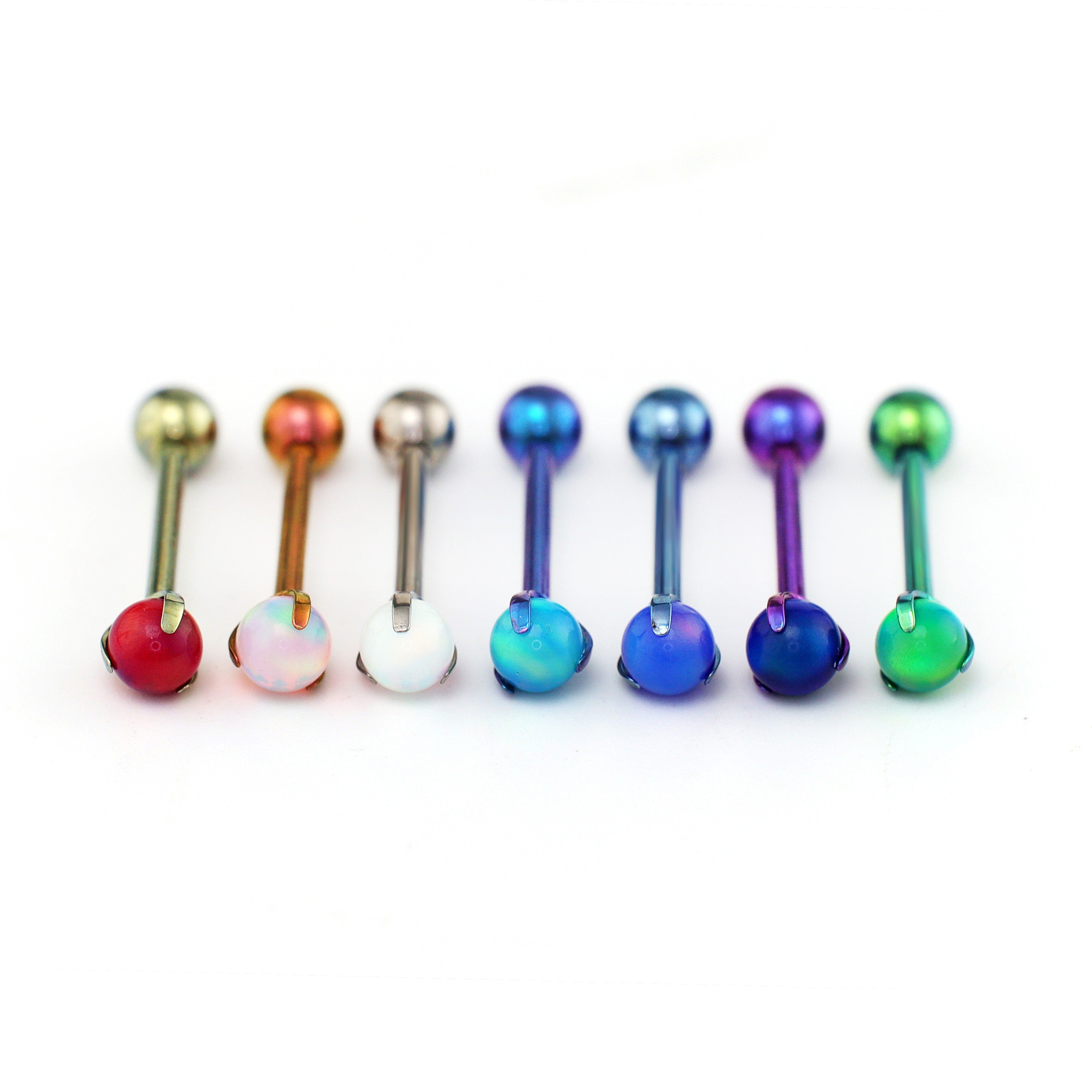 Claw Opal Internally Threaded Titanium Barbell Tongue Stud - Claw Opal Internally Threaded Titanium Barbell Tongue Stud - Blue Hole / 4mm by CRUXJEWELRY
