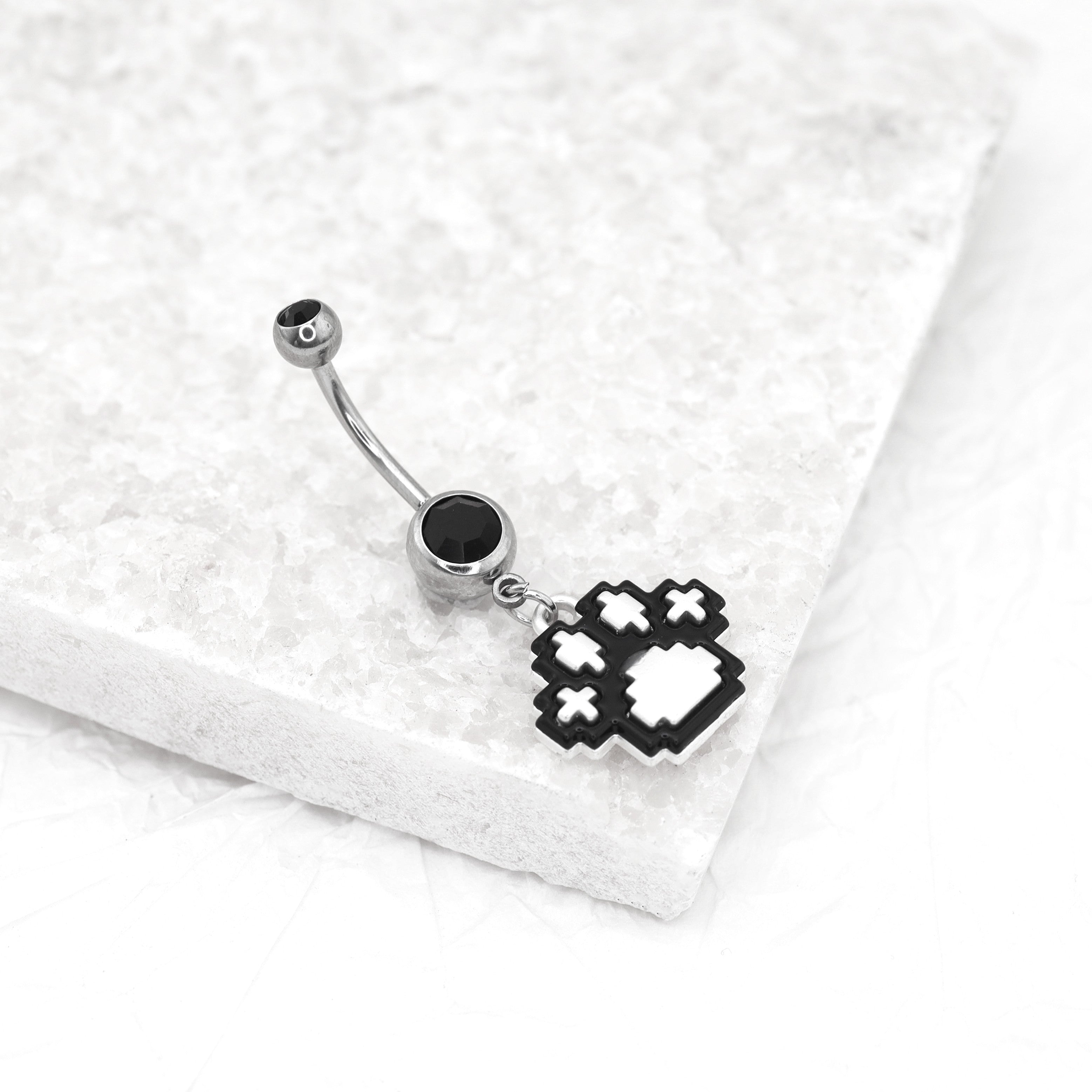 Paws & Purrs - Pixel Art Cat Paw Pendant Belly Ring - Paws & Purrs - Pixel Art Cat Paw Pendant Belly Ring - Default Title by CRUXJEWELRY