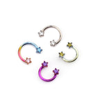 Star Shaped CZ Titanium Horseshoe Ring - Star Shaped CZ Titanium Horseshoe Ring - Sliver / 6mm by CRUXJEWELRY