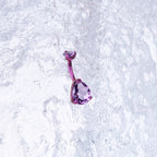 Teardrop CZ Internally Threaded Titanium Belly Ring - Teardrop CZ Internally Threaded Titanium Belly Ring - Purple / 6 mm by CRUXJEWELRY