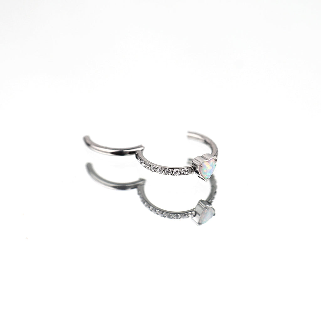 Heart Opal Titanium Clicker Hoop - Heart Opal Titanium Clicker Hoop - Default Title by CRUXJEWELRY