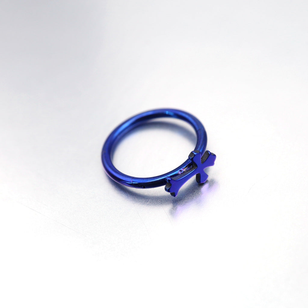Cross Titanium Segment Nose Ring - Cross Titanium Segment Nose Ring - Blue / 8mm by CRUXJEWELRY