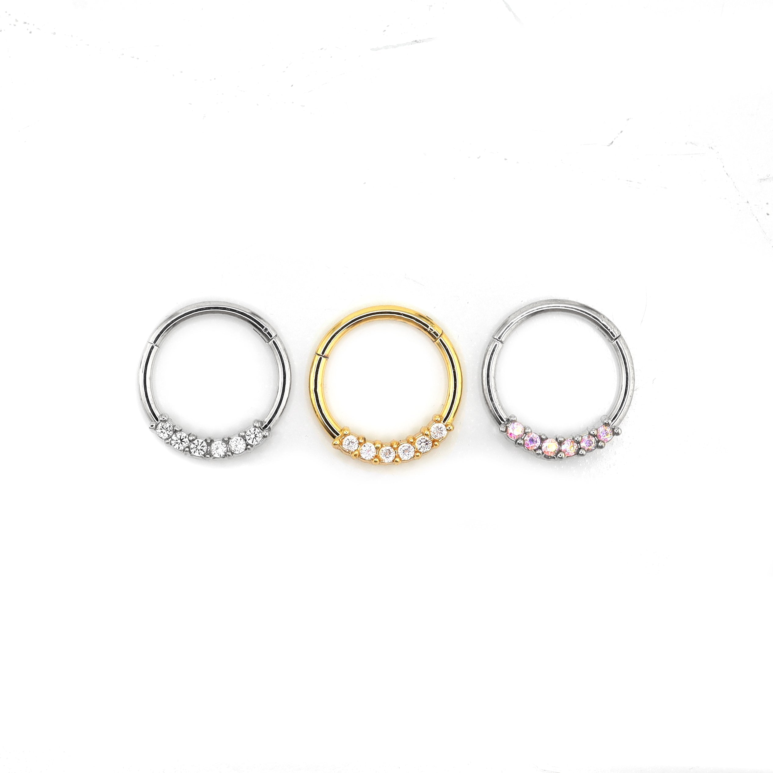 Mini CZ Stainless Steel Segment Ring - Mini CZ Stainless Steel Segment Ring - Gold by CRUXJEWELRY