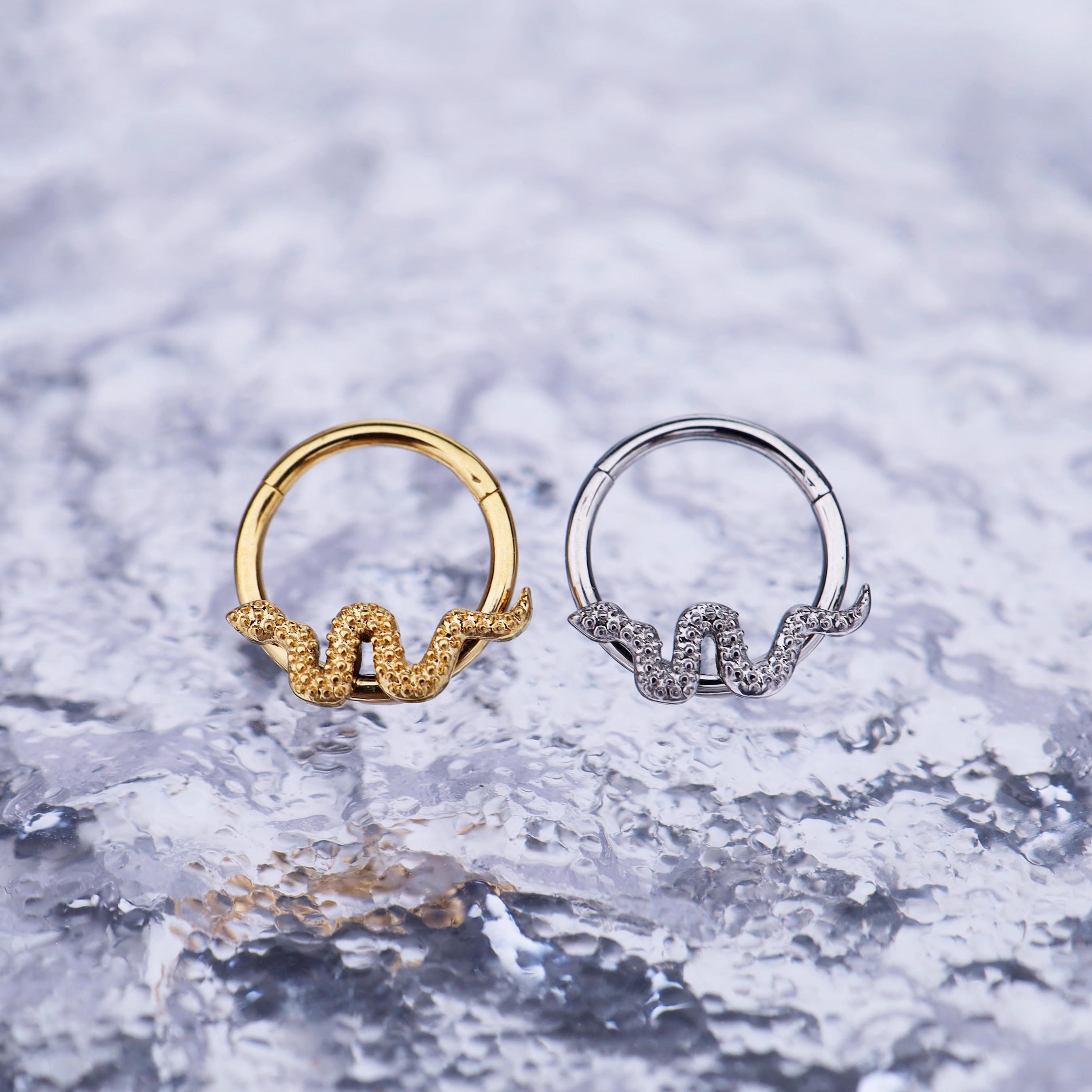 Sliver & Gold Serpent Stainless Steel Segment Ring - Sliver & Gold Serpent Stainless Steel Segment Ring - Sliver by CRUXJEWELRY