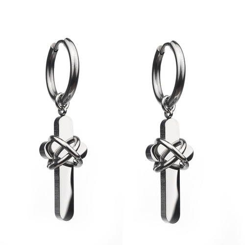 Bondage Cross Pendant Stainless Steel Earrings - product image 2