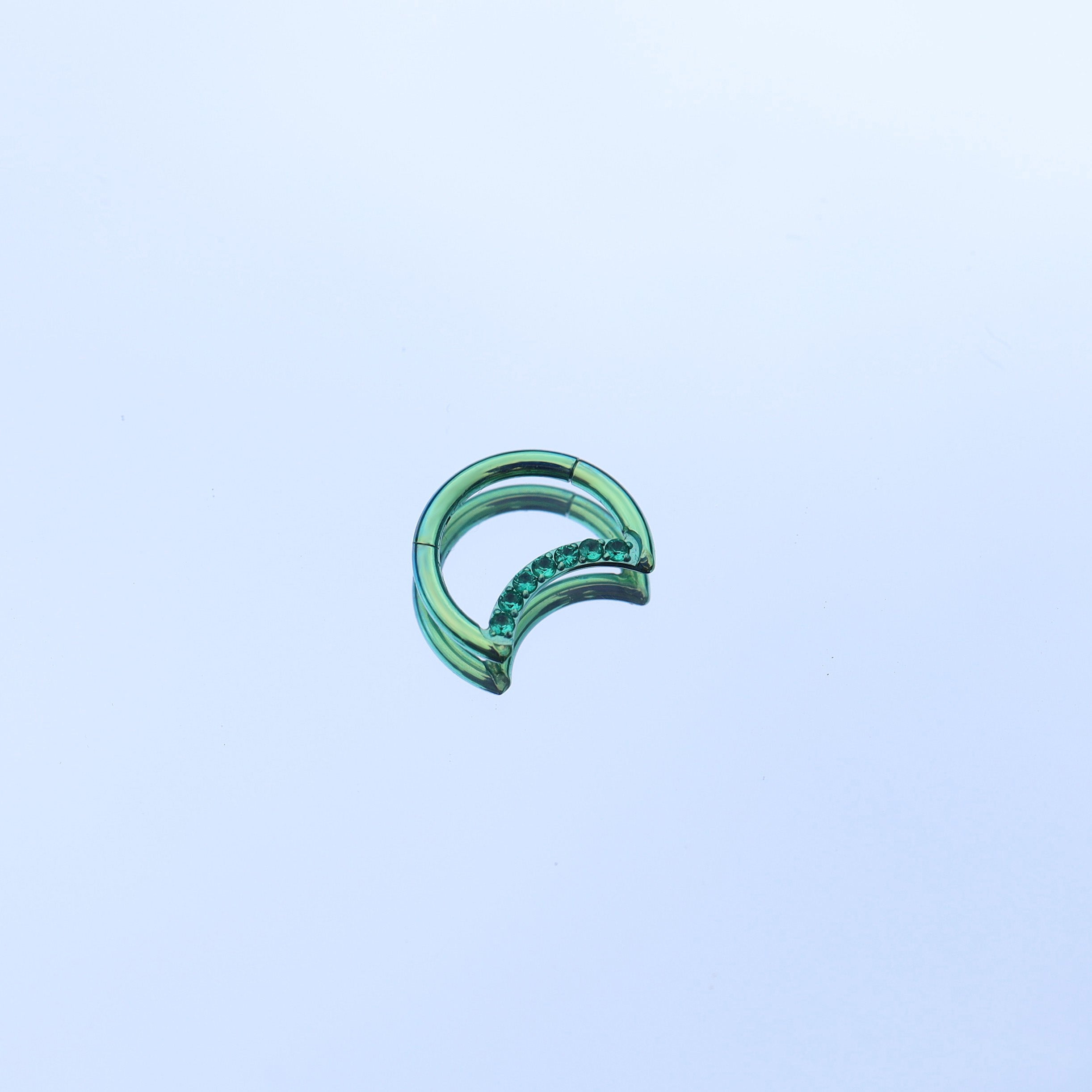 16G Moon CZ Titanium Segment Hoop - 16G Moon CZ Titanium Segment Hoop - Green / 8mm by CRUXJEWELRY