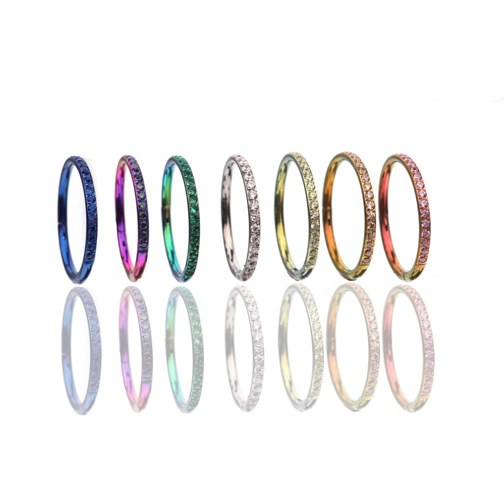 16G CZ Titanium Clicker Nose Ring - 16G CZ Titanium Clicker Nose Ring - Sliver / 8mm by CRUXJEWELRY