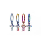 Cross Pendant CZ Titanium Ear Segment Hoop - Cross Pendant CZ Titanium Ear Segment Hoop - Blue-White Gradient / 6mm by CRUXJEWELRY