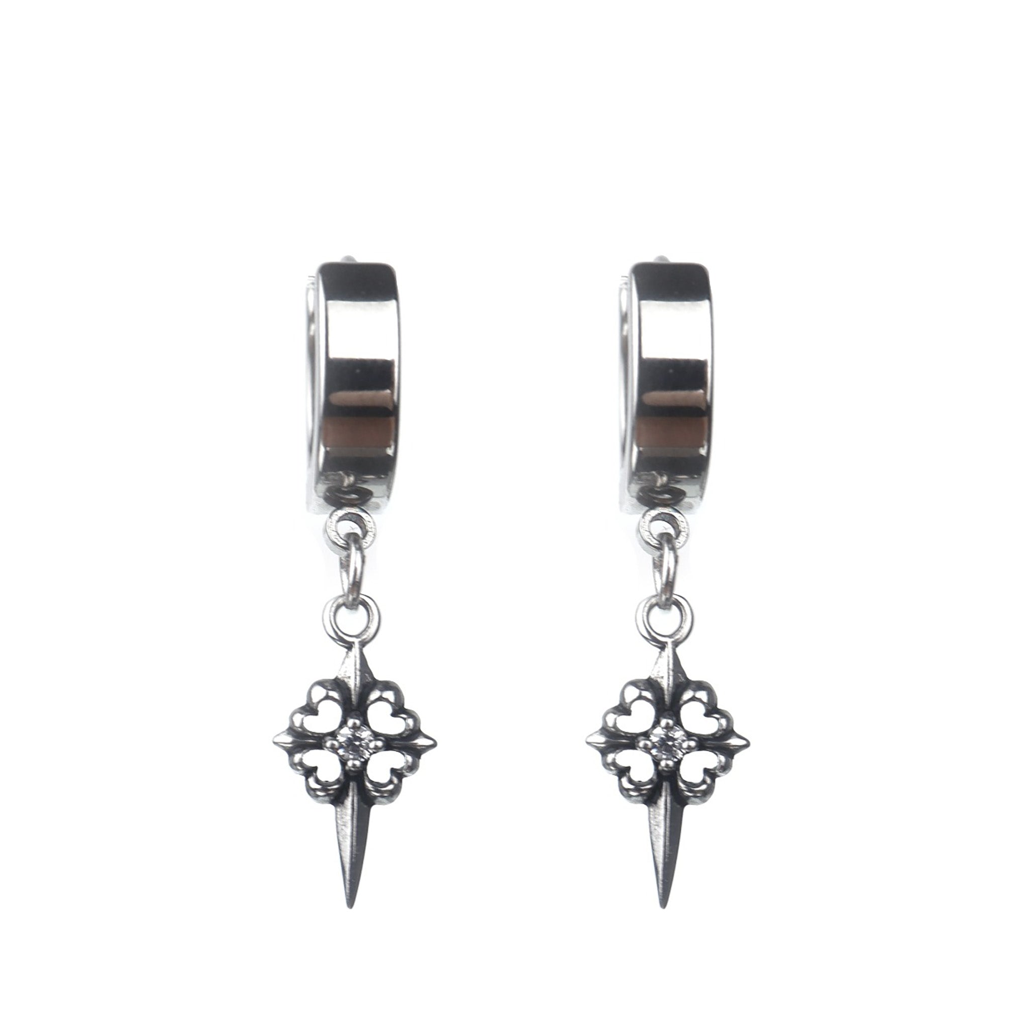 Gothic CZ Cross Stainless Steel Earrings - Gothic CZ Cross Stainless Steel Earrings - Set by CRUXJEWELRY
