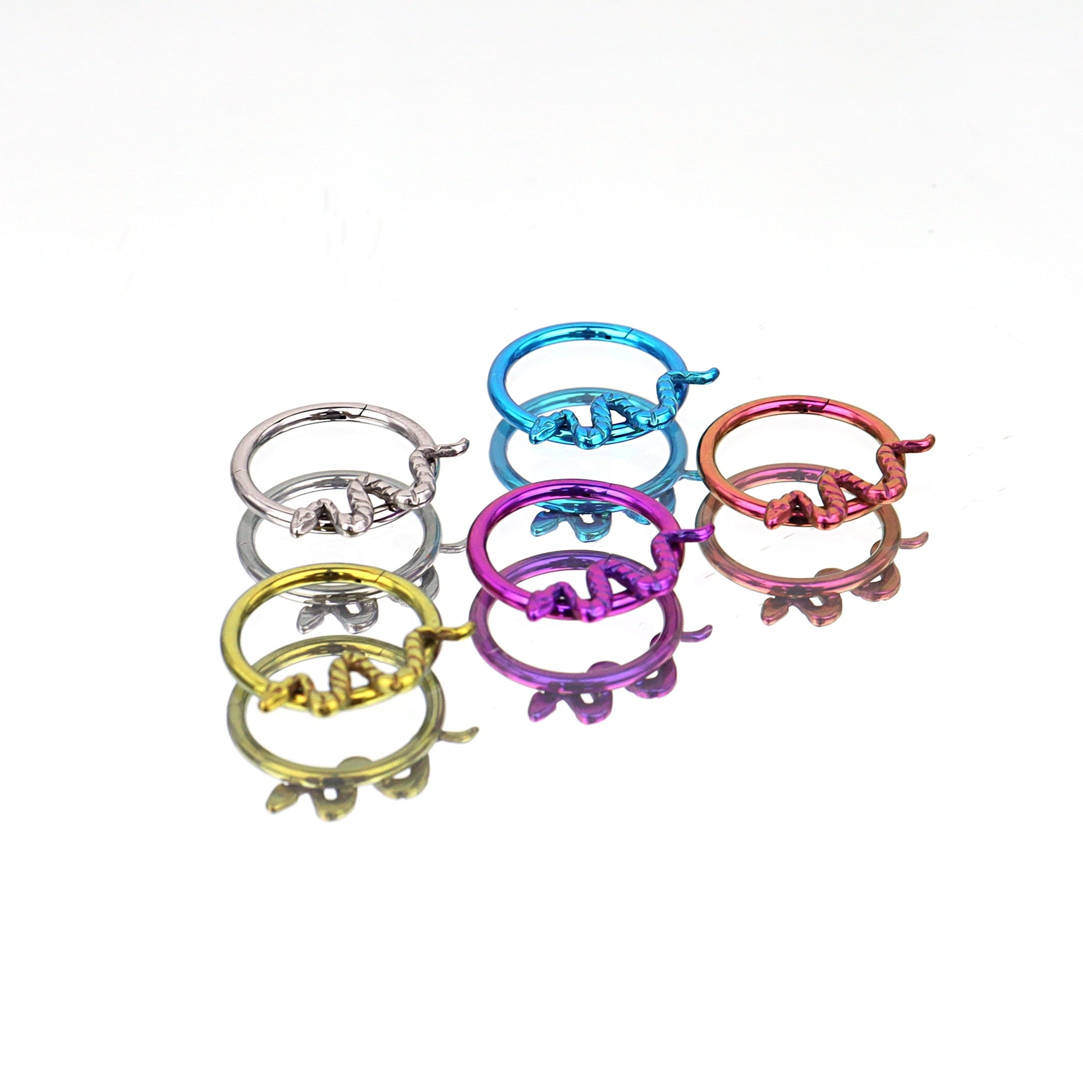 Multicolored Titanium Serpent Septum Clicker - Multicolored Titanium Serpent Septum Clicker - Sliver by CRUXJEWELRY