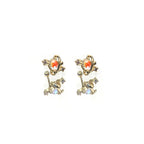 Opal Star Circle Pendant Stainless Steel Ear Studs - Opal Star Circle Pendant Stainless Steel Ear Studs - Gold / Set by CRUXJEWELRY