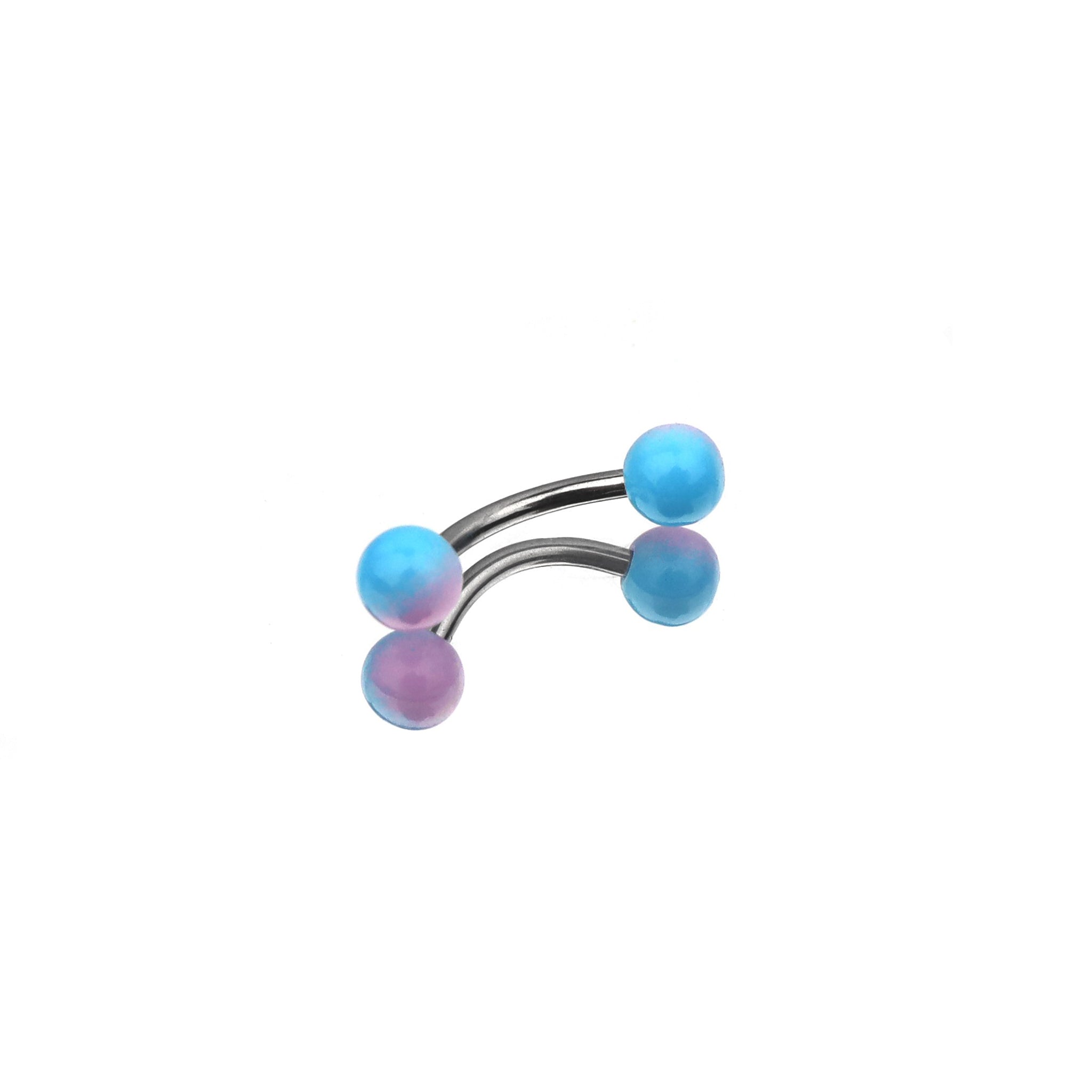 Acrylic Color Block Ball Brow Studs - Acrylic Color Block Ball Brow Studs - Light Blue-pink Gradient / 6mm by CRUXJEWELRY