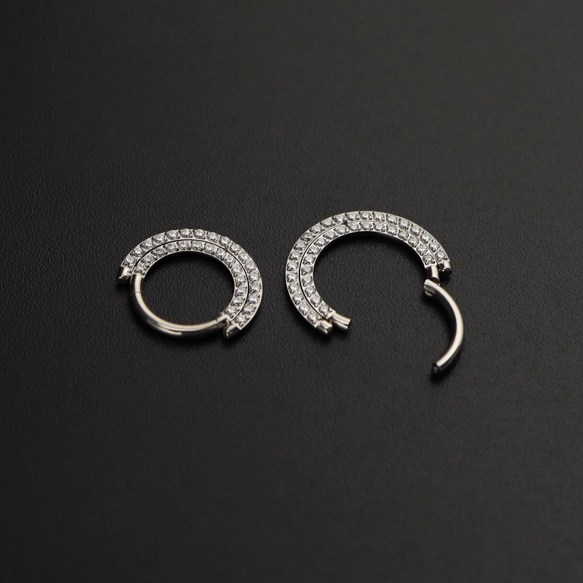 Half Circle Double-Layer CZ Titanium Segment Ring - Half Circle Double-Layer CZ Titanium Segment Ring - 8mm by CRUXJEWELRY