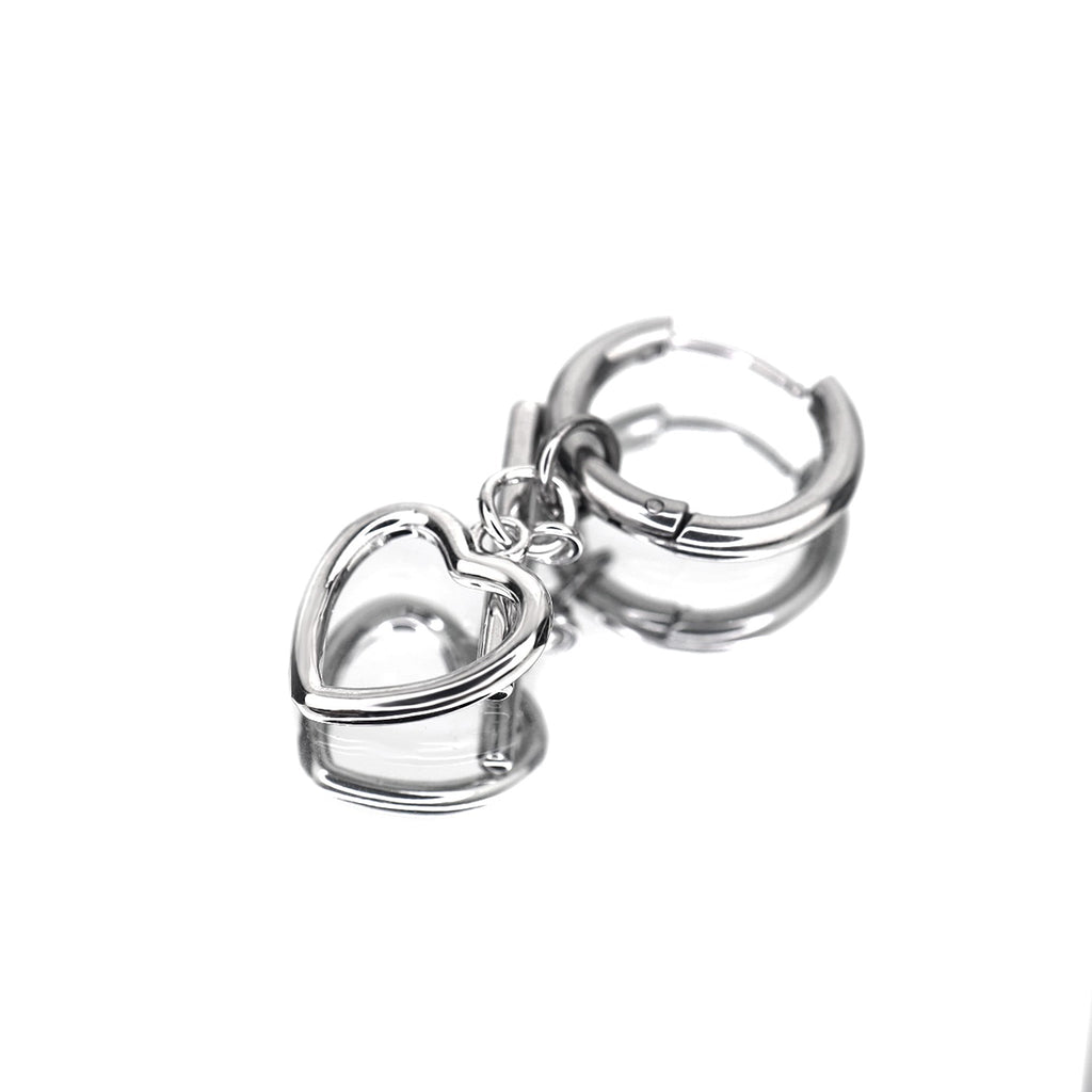 Minimalist Heart Pendant Stainless Steel Earrings - Minimalist Heart Pendant Stainless Steel Earrings - Single by CRUXJEWELRY