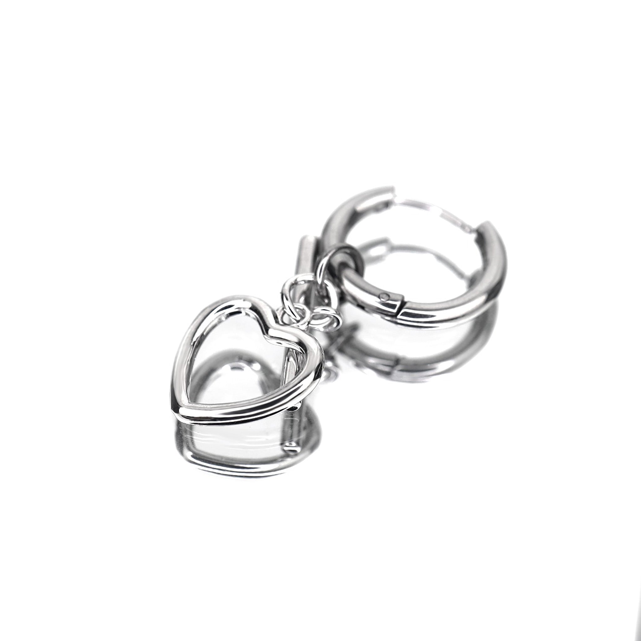 Minimalist Heart Pendant Stainless Steel Earrings - Minimalist Heart Pendant Stainless Steel Earrings - Single by CRUXJEWELRY