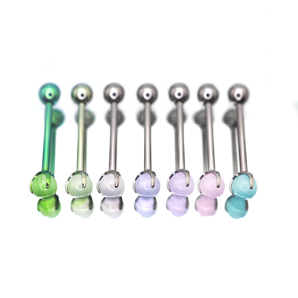 14G Titanium CZ Internally Threaded Barbell - 14G Titanium CZ Internally Threaded Barbell - Blue Jade / 4mm by CRUXJEWELRY