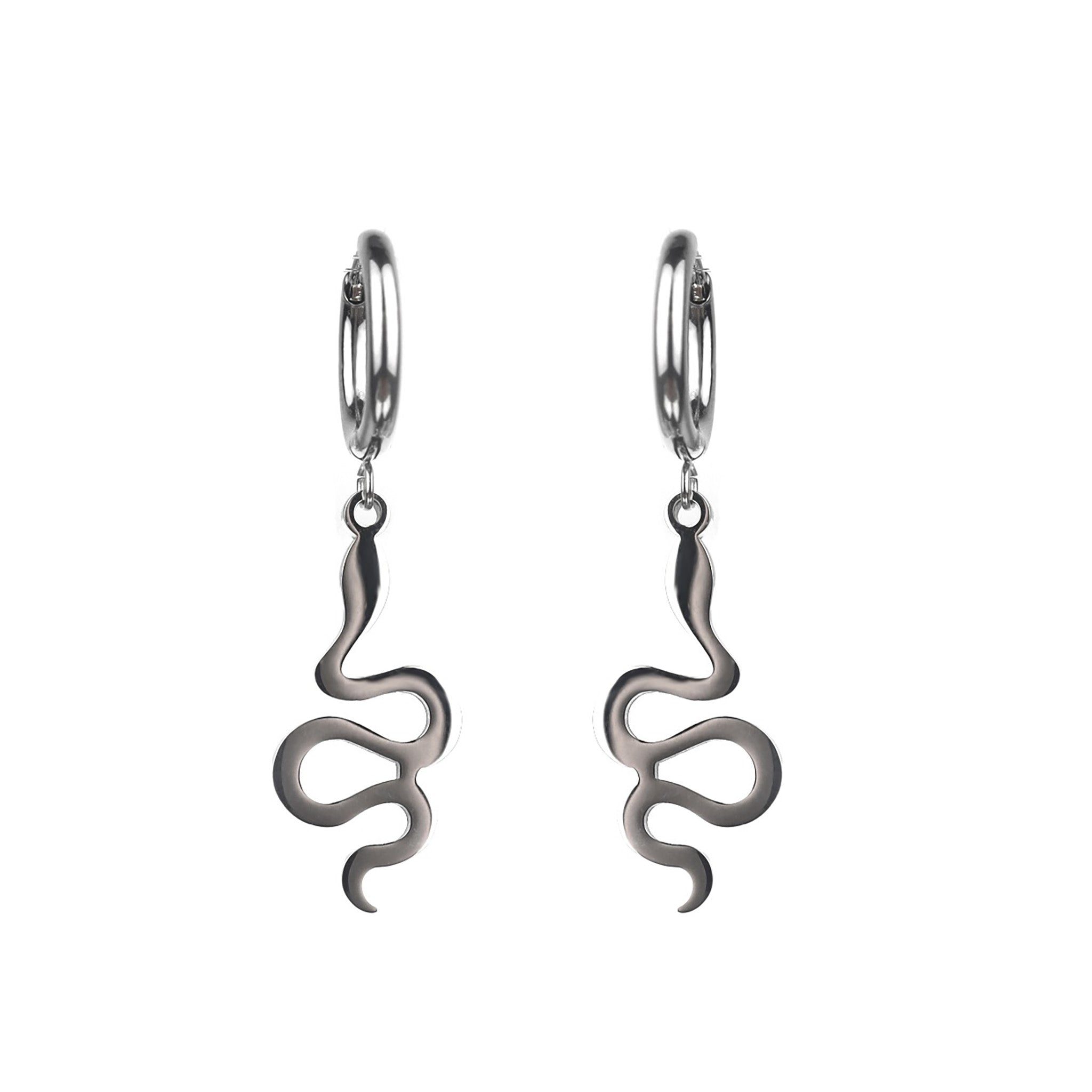 Snake Pendant Stainless Steel Earrings - Snake Pendant Stainless Steel Earrings - Set by CRUXJEWELRY
