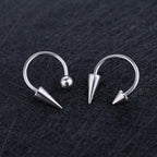 Spike and Ball Ends Horseshoe Lip Ring - Spike and Ball Ends Horseshoe Lip Ring - Spike & Spike / 8mm by CRUXJEWELRY