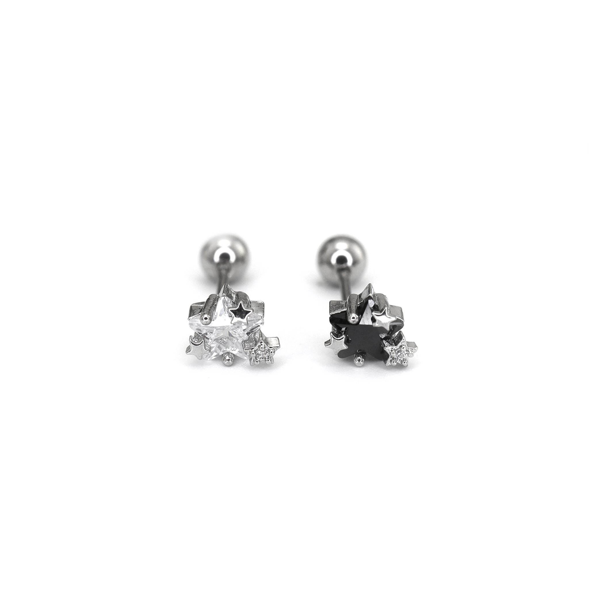 Black & White Multi-CZ Ear Studs - Black & White Multi-CZ Ear Studs - Set by CRUXJEWELRY