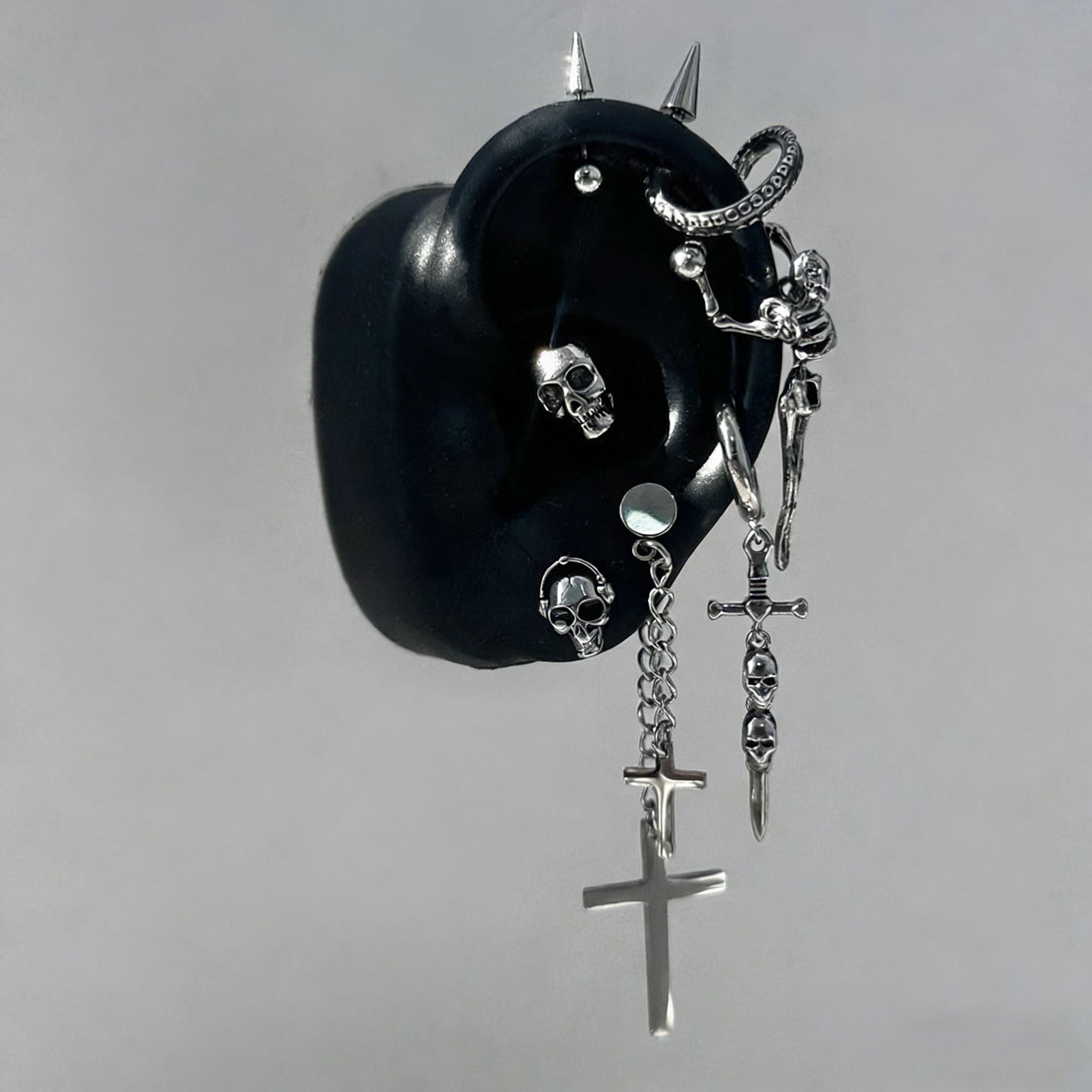 The "Dark Necromancer" Gothic Ear Stack Set - Skulls, Crosses & Tentacle Earrings Sets