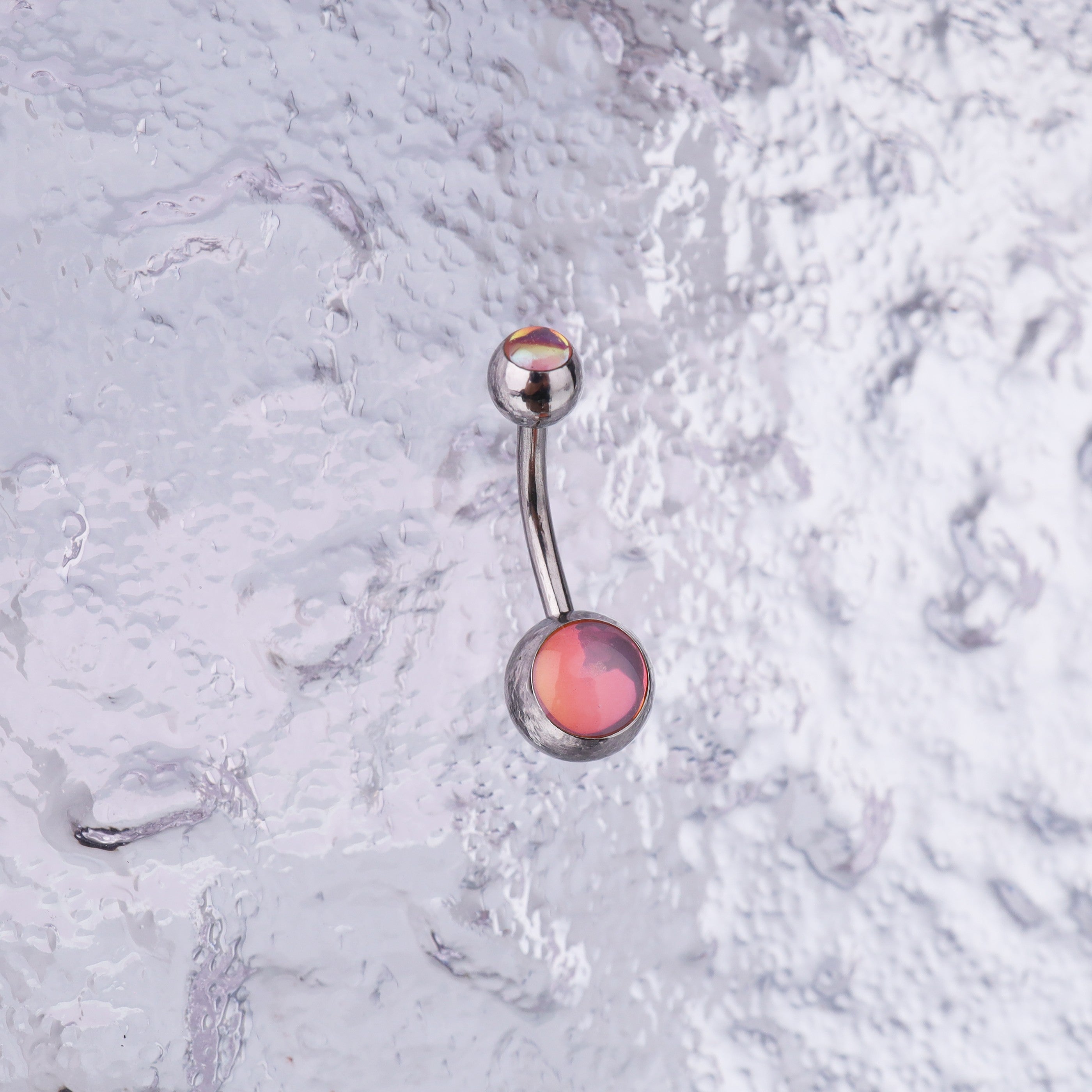 Colorful Epoxy Resin Stainless steel Belly Ring - Colorful Epoxy Resin Stainless steel Belly Ring - Pink by CRUXJEWELRY