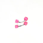 Acrylic Colorful Dice Externally Threaded Brow Studs - Acrylic Colorful Dice Externally Threaded Brow Studs - Pink / 6mm by CRUXJEWELRY