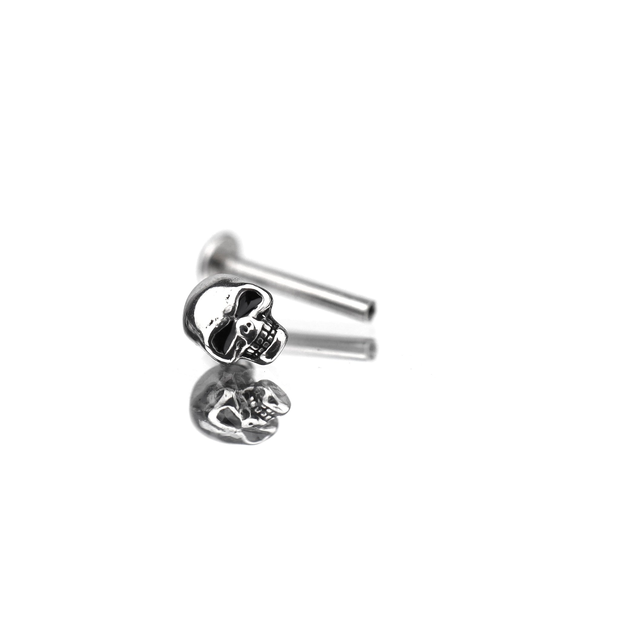 Skull Internally Threaded Stainless Steel Lip Ring - Skull Internally Threaded Stainless Steel Lip Ring - 6mm by CRUXJEWELRY