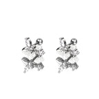 Butterfly Dangle CZ Stainless Steel Ear Studs - Butterfly Dangle CZ Stainless Steel Ear Studs - Set / 6mm by CRUXJEWELRY