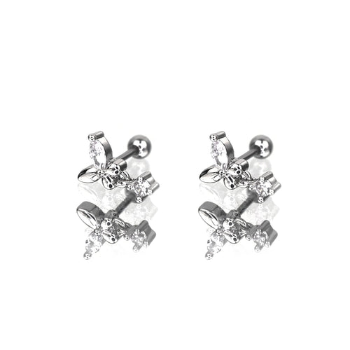 Butterfly Dangle CZ Stainless Steel Ear Studs - product image 2