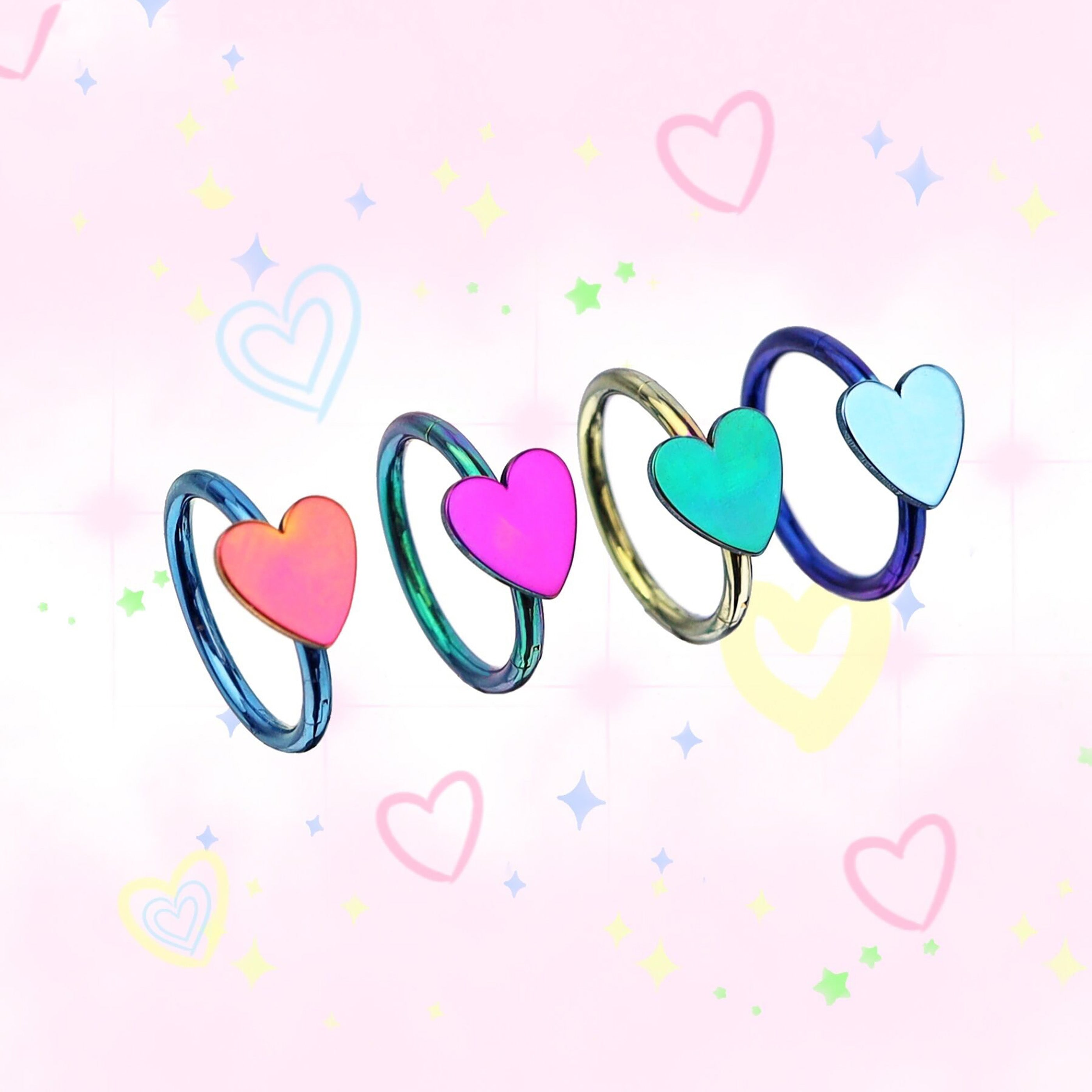 16G Titanium Heart Clicker Ring - 16G Titanium Heart Clicker Ring - Sliver / 8mm by CRUXJEWELRY