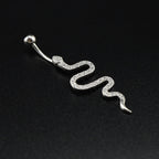 Serpent CZ S925 Sterling Silver Belly Ring - Serpent CZ S925 Sterling Silver Belly Ring - 6 mm by CRUXJEWELRY