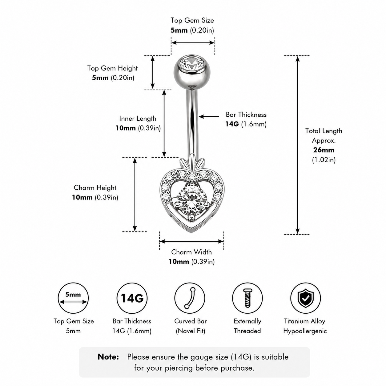 Anneau de nombril en argent sterling S925 motif fraises 