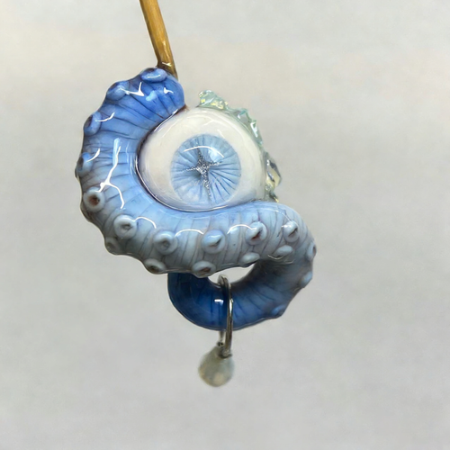 Celestial Cross Cthulhu Eye – Blue Tentacle Earrings - Crux Jewelry product photo