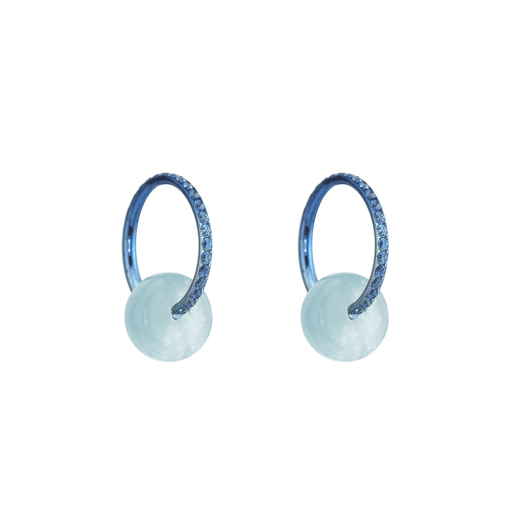 Eastern Aesthetics - Sky Blue Dangle Jade Titanium Earrings - Eastern Aesthetics - Sky Blue Dangle Jade Titanium Earrings - Pair of Blue / 8mm by CRUXJEWELRY