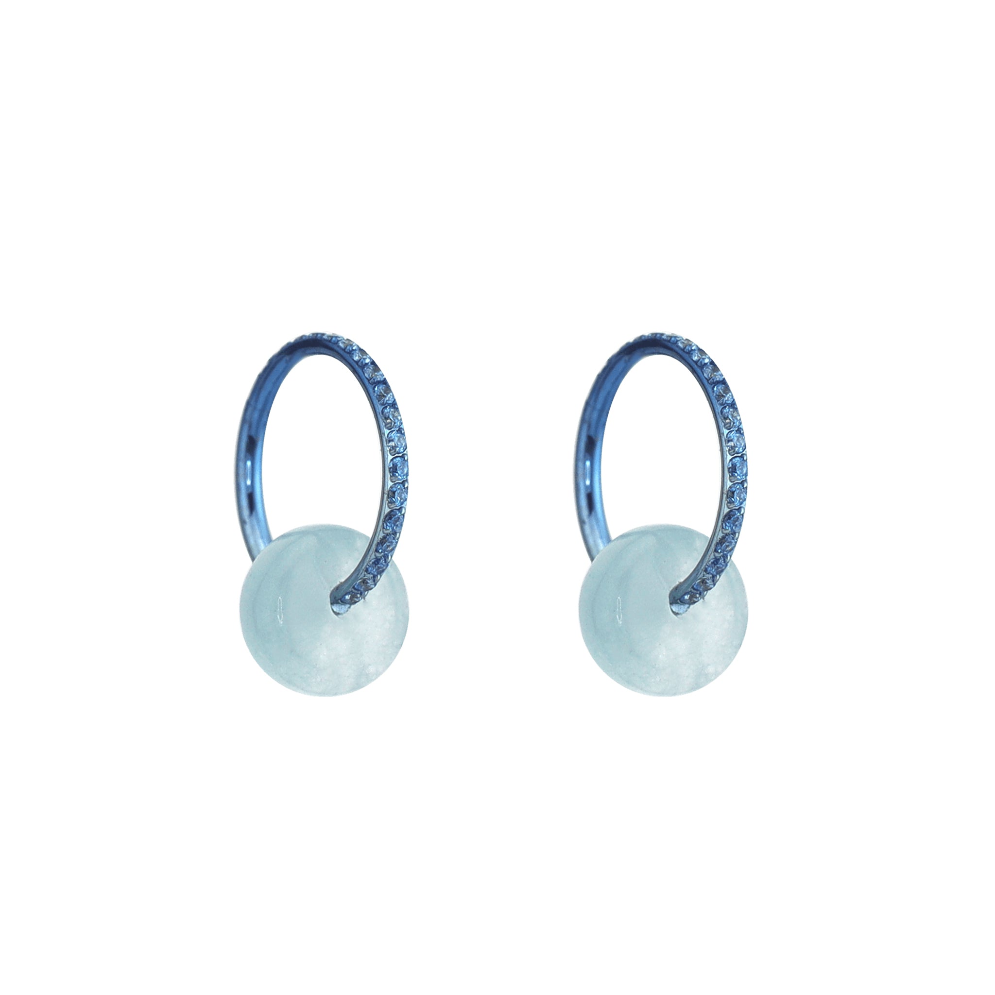 Eastern Aesthetics - Sky Blue Dangle Jade Titanium Earrings - Eastern Aesthetics - Sky Blue Dangle Jade Titanium Earrings - Pair of Blue / 8mm by CRUXJEWELRY