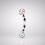Clou de sourcil en acier inoxydable fileté externe avec zircon cubique 16G 