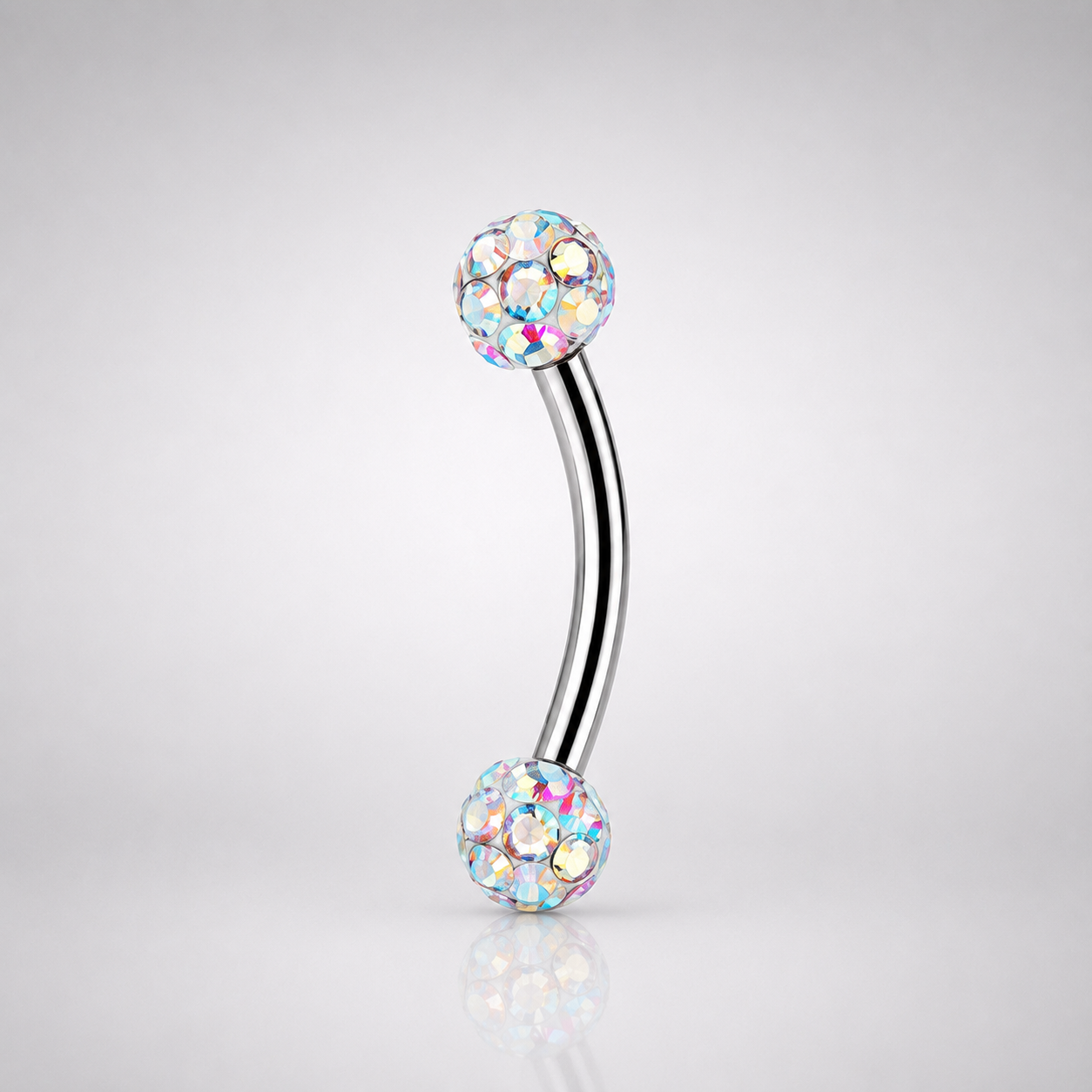Clou de sourcil en acier inoxydable fileté externe avec zircon cubique 16G 