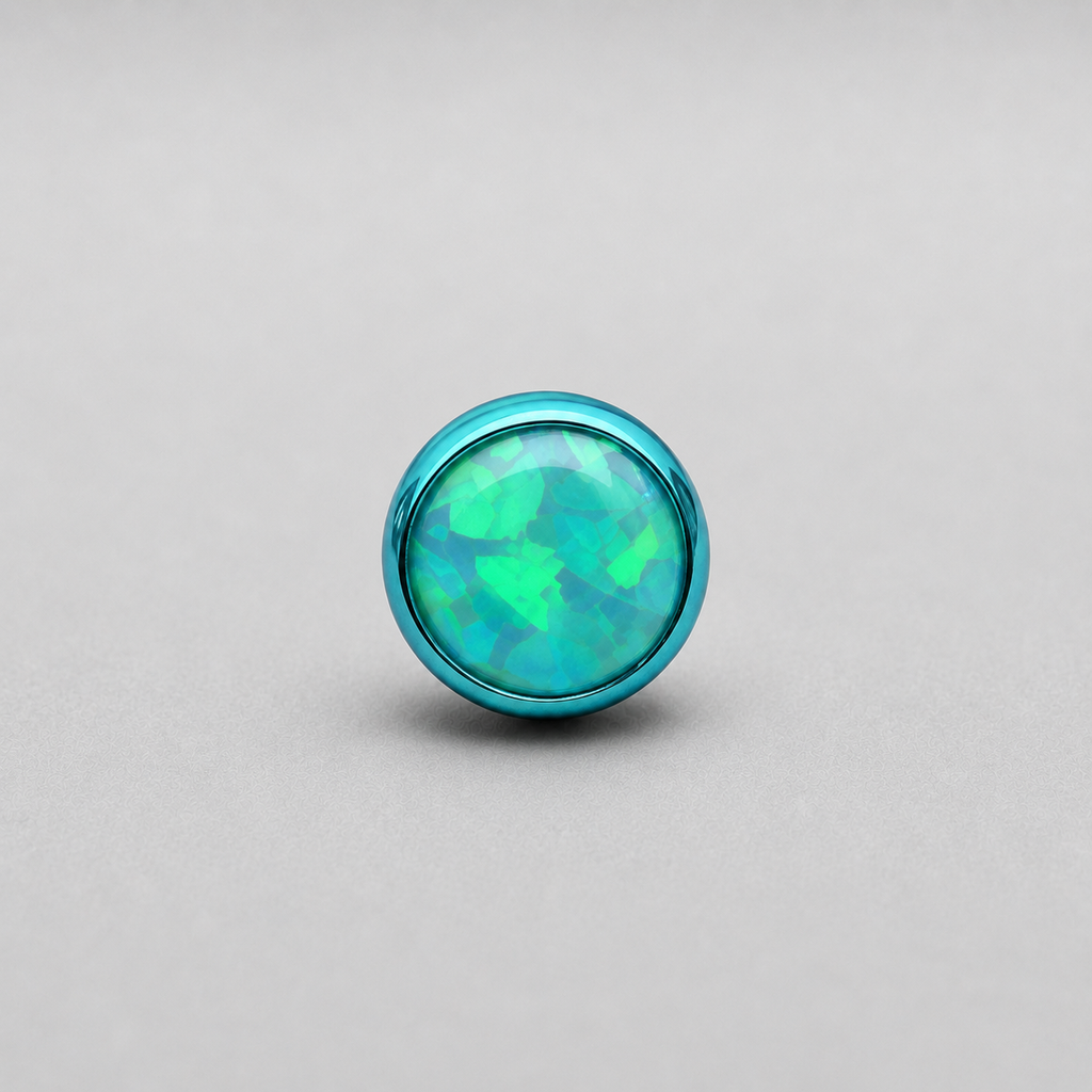 Titanium Fire Opal Bezel Piercing Top