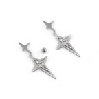 Double Layer Openwork Four-Point Star Dangle Stainless Steel Ear Studs - Double Layer Openwork Four-Point Star Dangle Stainless Steel Ear Studs - Set by CRUXJEWELRY