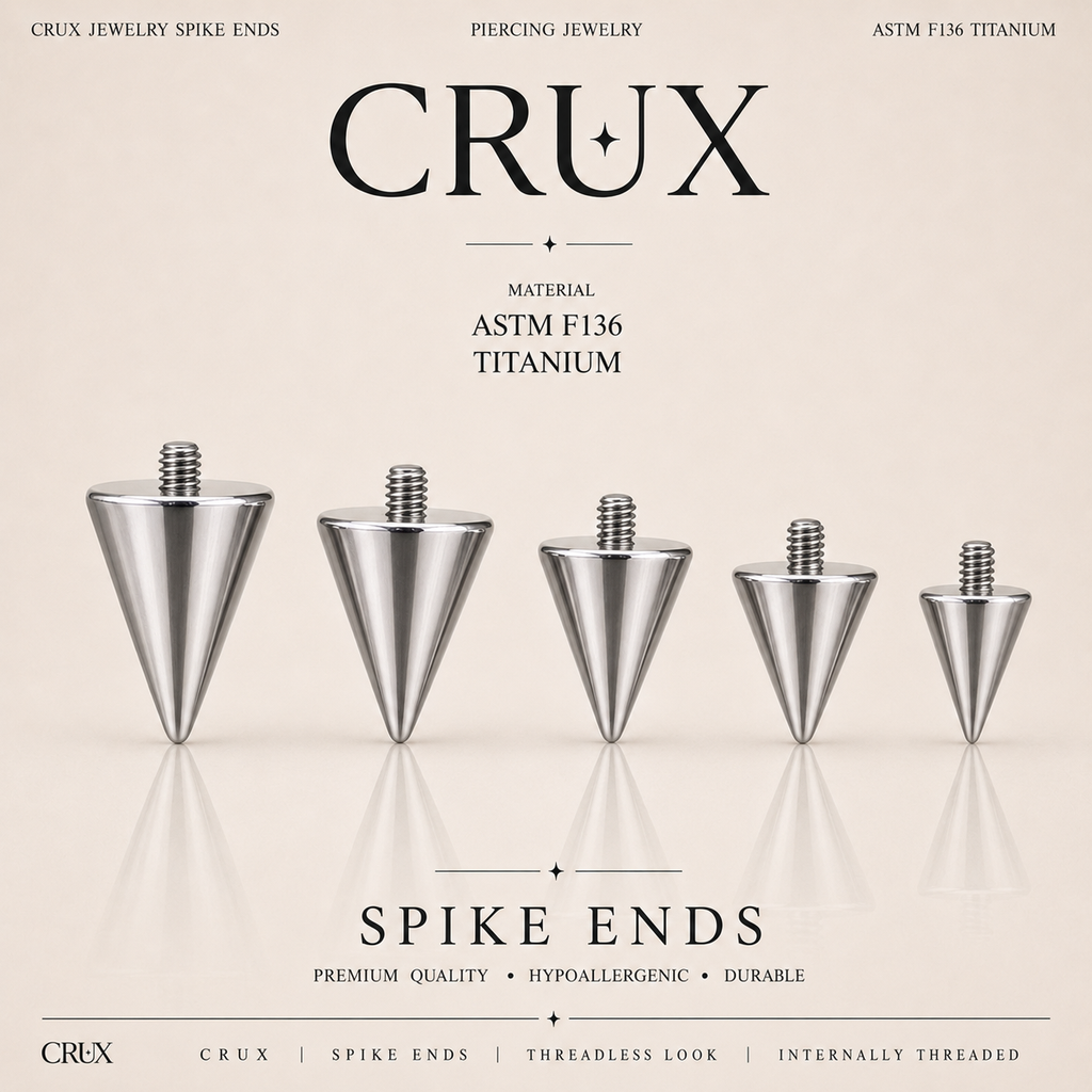 F-136 Titanium Spike End ONLY | Internally Threaded Cone Replacement Top for Lip & Cartilage Piercings
