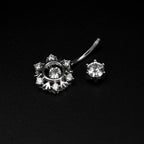 Snowflake CZ S925 Sterling Silver Belly Ring - Snowflake CZ S925 Sterling Silver Belly Ring - 6 mm by CRUXJEWELRY