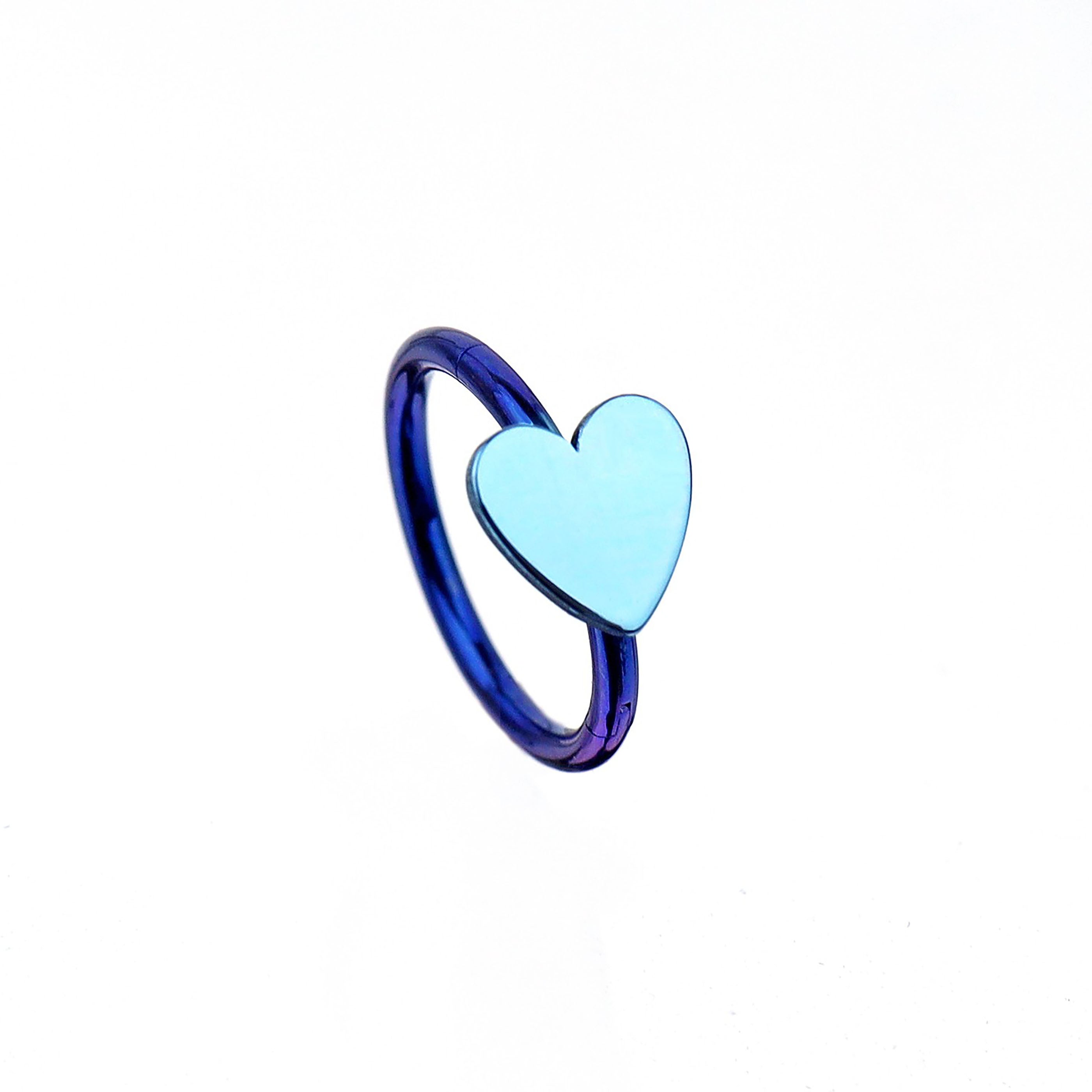 16G Titanium Heart Clicker Ring - 16G Titanium Heart Clicker Ring - Light Blue / 8mm by CRUXJEWELRY