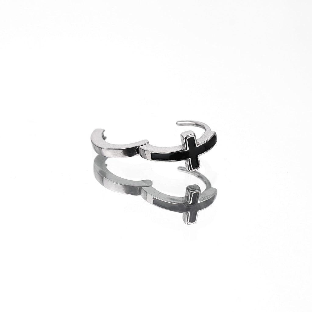 One-Piece Cross Stainless Steel Earrings - One-Piece Cross Stainless Steel Earrings - Single by CRUXJEWELRY