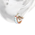 Iridescent Chunky Iced Out Square CZ Titanium Lobe Ring - Iridescent Chunky Iced Out Square CZ Titanium Lobe Ring - AB Coating by CRUXJEWELRY