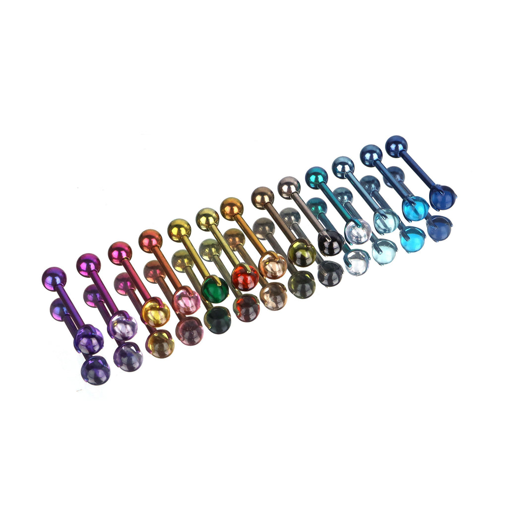 Rainbow CZ Basic ball Titanium Internally Threaded barbell stud - Rainbow CZ Basic ball Titanium Internally Threaded barbell stud - Sky Blue / 4mm / 10mm by CRUXJEWELRY