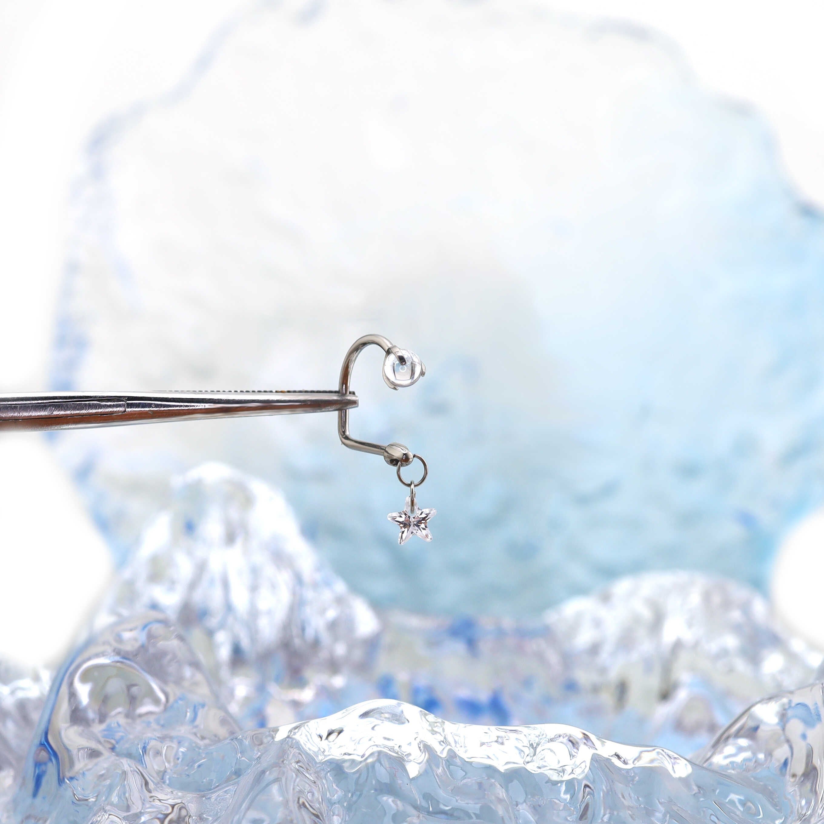 Star CZ Titanium U-Ring - Star CZ Titanium U-Ring - White / 8mm by CRUXJEWELRY