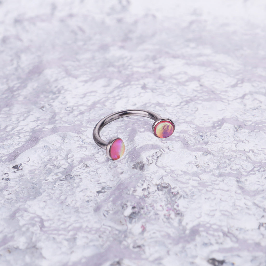 Colorful Dreamy Oil Resin Horseshoe Ring - Colorful Dreamy Oil Resin Horseshoe Ring - Pink / 8 mm by CRUXJEWELRY