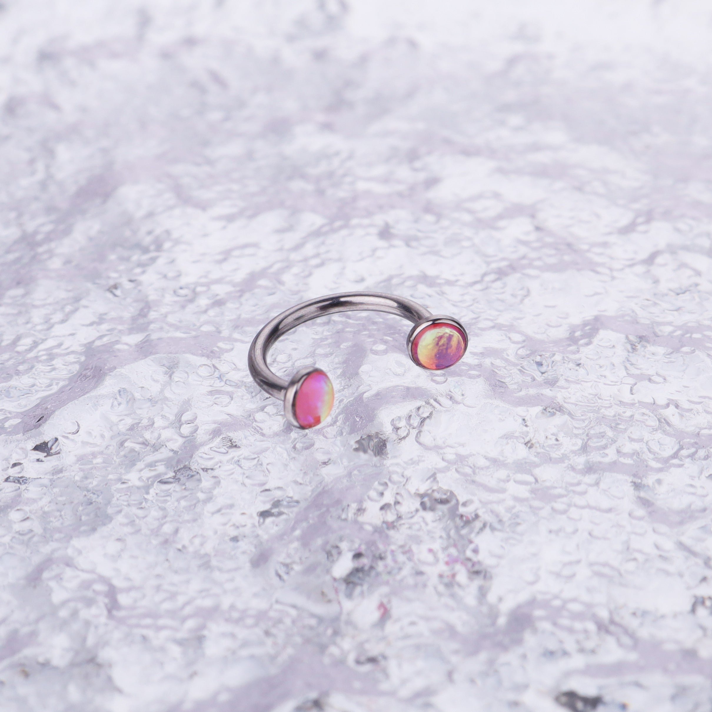 Colorful Dreamy Oil Resin Horseshoe Ring - Colorful Dreamy Oil Resin Horseshoe Ring - Pink / 8 mm by CRUXJEWELRY