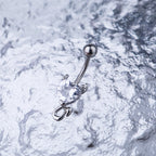 Devil Heart CZ stainless steel Belly Ring - Devil Heart CZ stainless steel Belly Ring - Red by CRUXJEWELRY